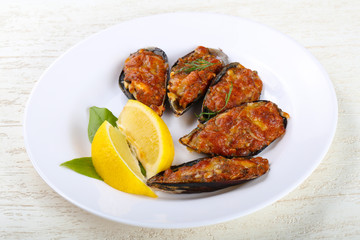 Baked mussels