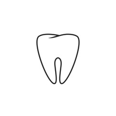Tooth vector icon line art outline style, sketch of tooth, element of dental logo isolated on white background