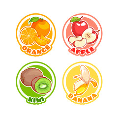 Four stickers with different fruits.