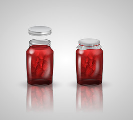 strawberry jam on white background