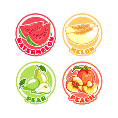 Four stickers with different fruits.