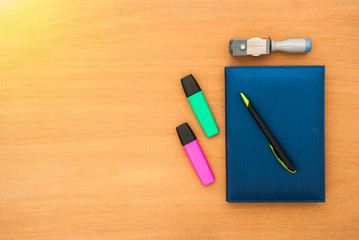 top view of office desk