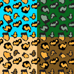 Set of wild  cat  Animal Print seamless patterns
