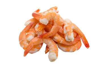 Boiled shrimps isolated on white background