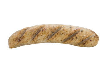 Fried smoked sausage or wurst isolate on white background