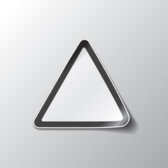 Realistic vector illustration template of triangle sticker. White middle, black edges, shadow. Peeled off edges. Eps10.