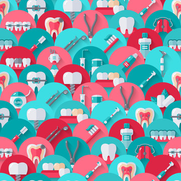 Seamless Dental Pattern With Equipment Icons