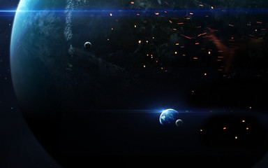 Fototapeta na wymiar Universe scene with planets, stars and galaxies in outer space showing the beauty of exploration. Elements furnished by NASA