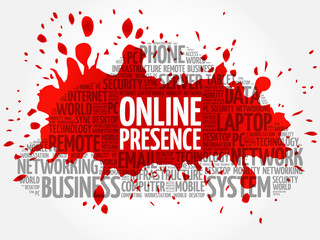 Online Presence word cloud collage, business concept background