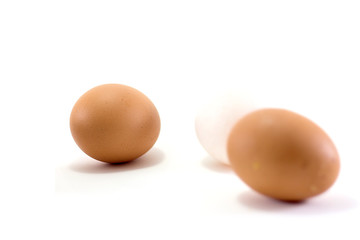 three eggs isolated on white background