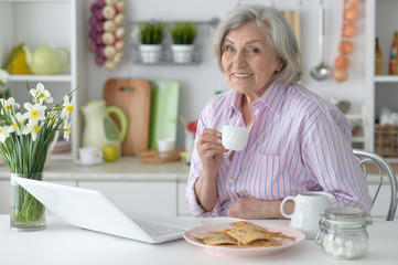 Senior woman  with laptop