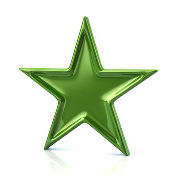 3d illustration of green five-pointed star
