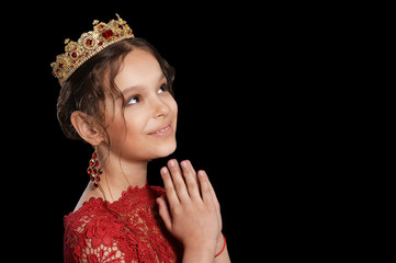 beautiful  little girl in red dress