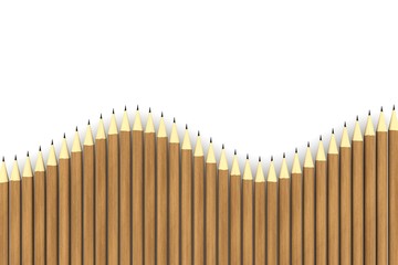 pencils in the form of waves 3D illustration