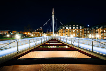 Modern bridge over Carroll Creek at night, at Carroll Creek Line