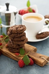 Fototapeta na wymiar Chocolate cookies with coffee