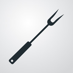 Icono plano tenedor de carne sobre fondo degradado gris