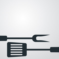 Icono plano utensilios de cocina sobre fondo degradado gris