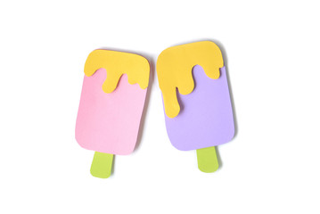 Ice cream paper cut on white background - isolated