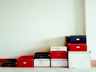 Colorful handy storage boxes for clutter free organization.