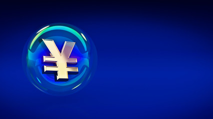 yen yuan symbol in bubble. 3d rendering