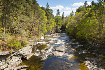 River Moriston by Invermoriston bridge Scotland UK Scottish tourist destination beautiful summer day