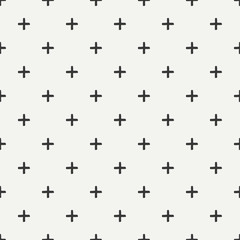 Hand drawn geometric seamless ink pattern with brush strokes. Wrapping paper. Abstract vector background. Round brush strokes. Texture with crosses or pluses. Dry brush. Rough edges ink illustration.