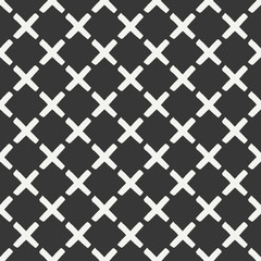 Naklejka premium Hand drawn geometric seamless ink pattern with brush strokes. Wrapping paper. Abstract vector background. Round brush strokes. Texture with crosses or pluses. Dry brush. Rough edges ink illustration.