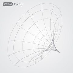 Wireframe mesh element. The funnel consisting of lines. Vector Illustration.