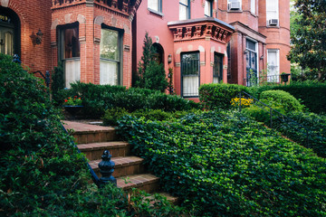 Fototapeta na wymiar Row houses near Dupont Circle in Washington, DC.