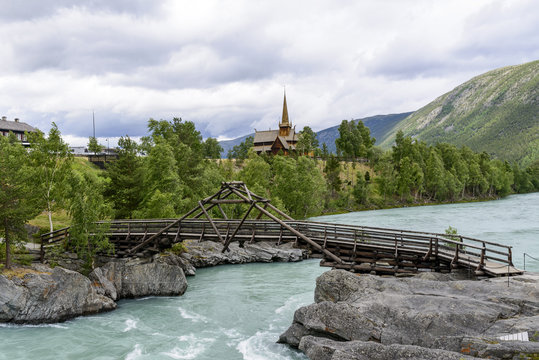 Wild mountain Bovra river in Lom, Norway.