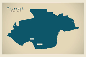 Modern Map - Thurrock unitary authority England UK