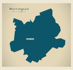 Modern Map - Warrington unitary authority England UK