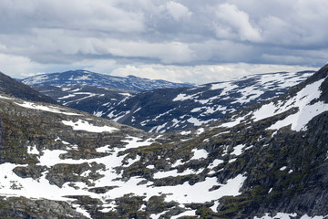 The beautiful view from the Trollstigen road between the mountains, Norway.