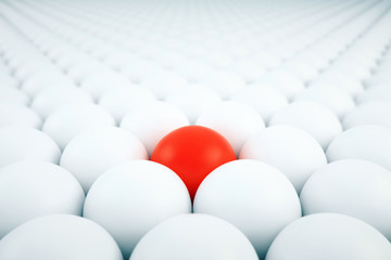 red ball among white