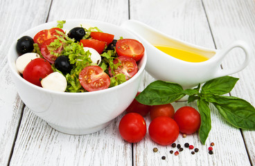 salad with mozarella cheese and vegetables