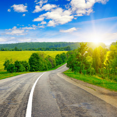 country road and beautiful sunset