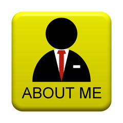 Gelber isolierter Button About Me