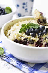 Blueberry crumble with cottage cheese.