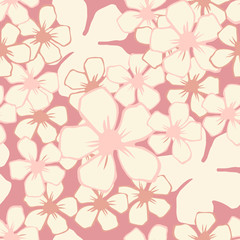 Cherry blossom flowers seamless vector pattern.