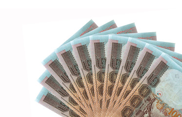 Thai money banknotes on white background