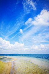 beach sea blue sky and azure water, nature background