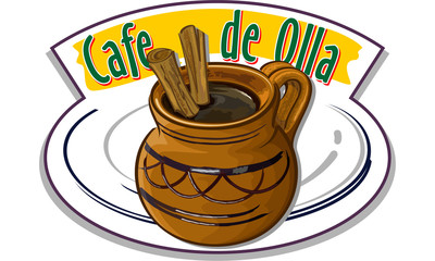 Mexican coffee - cafe de olla - vector