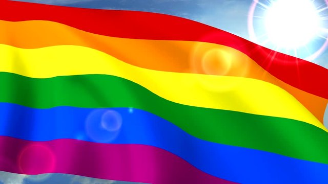 Gay pride flag waving LGBT lesbian gay bisexual transgender 4K
