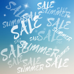 Summer sale template on blurred background