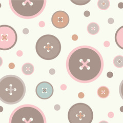 Seamless vector decorative background with circles, buttons and polka dots. Print. Cloth design, wallpaper.