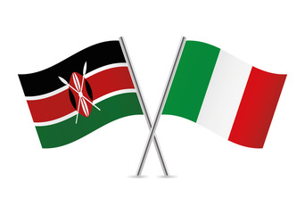 Kenyan and Italian flags. Vector illustration.