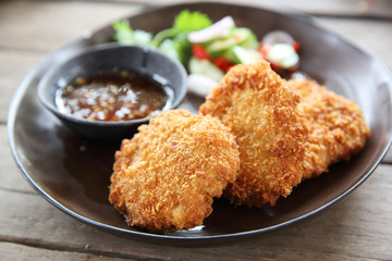 Fried shrimp meat ball thai food