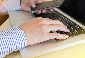 businessman hand on smat phone