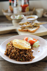 Fried rice nasi goreng with chicken and vegetables